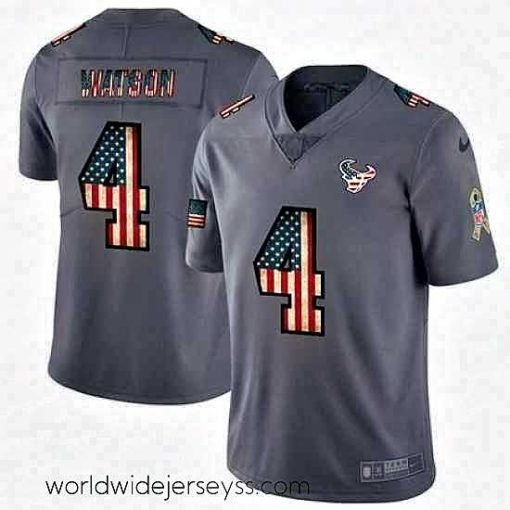 Finely crafted Nike Texans 4 Deshaun Watson 2019 Salute To Service USA Flag Fashion Limited Jersey