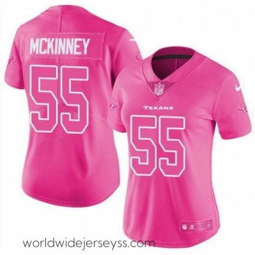 Exquisitely designed Nike Texans 55 Benardrick McKinney Pink Womens Stitched NFL Limited Rush Fashion Jersey