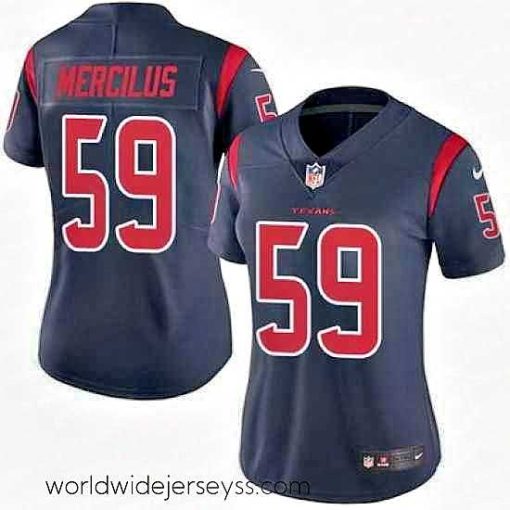Marvelously styled Nike Texans #59 Whitney Mercilus Navy Blue Womens Stitched NFL Limited Rush Jersey