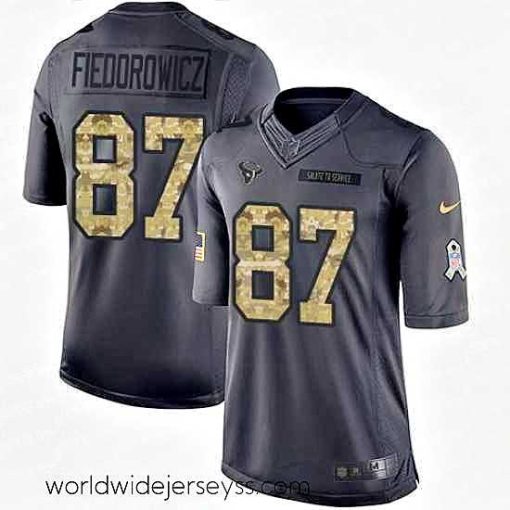 Marvelously styled Nike Texans #87 C J Fiedorowicz Black Mens Stitched NFL Limited 2016 Salute to Service Jersey