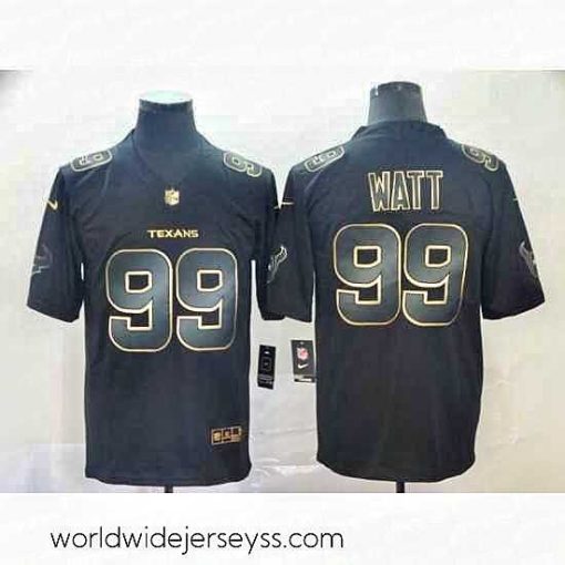 Superbly made Nike Texans 99 J J  Watt Black Gold Vapor Untouchable Limited Jersey