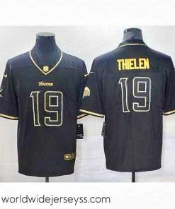 Superbly made Nike Vikings 19 Adam Thielen Black Gold Vapor Untouchable Limited Jersey