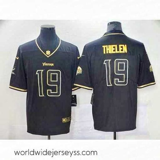 Superbly made Nike Vikings 19 Adam Thielen Black Gold Vapor Untouchable Limited Jersey