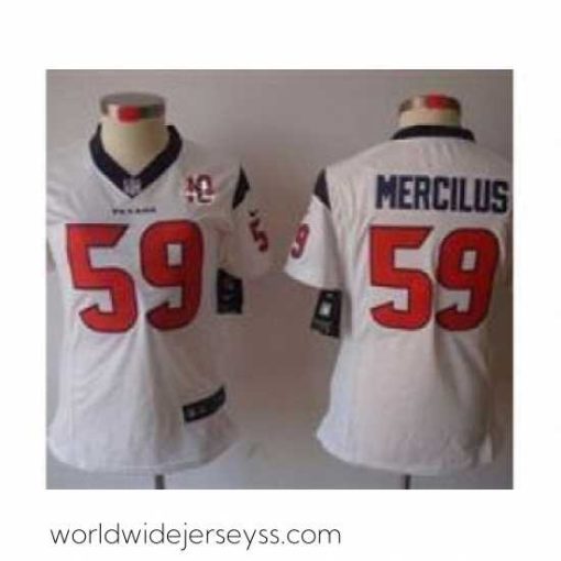 Marvelously styled Nike Houston Texans #59 Whitney Mercilus white NFL Jerseys W 10th Patch