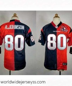 Exceptionally fashioned Nike Houston Texans #80 Andre Johnson blue-red jerseys(Elite split 10th patch)