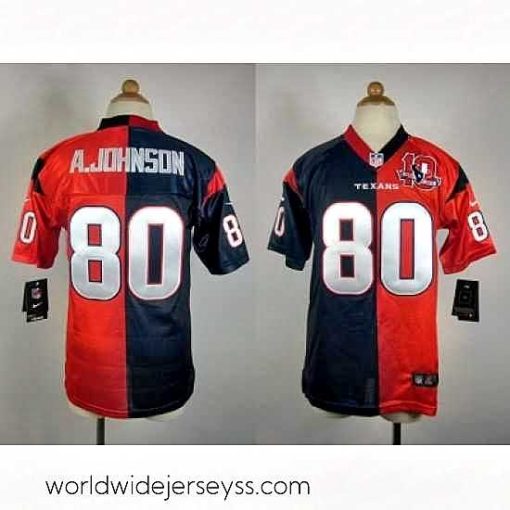 Exceptionally fashioned Nike Houston Texans #80 Andre Johnson blue-red jerseys(Elite split 10th patch)
