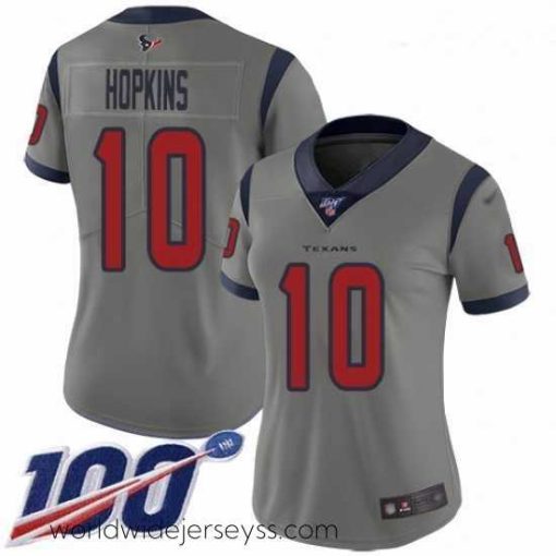 Finely crafted Texans #10 DeAndre Hopkins Gray Stitched Football Limited Inverted Legend 100th Season Jersey