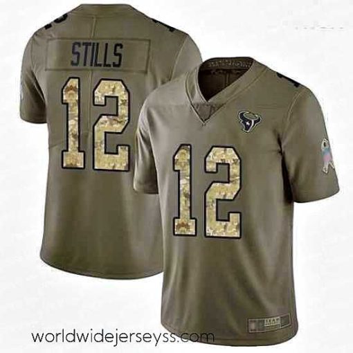 Exquisitely designed Texans 12 Kenny Stills Olive Camo Stitched Football Limited 2017 Salute To Service Jersey