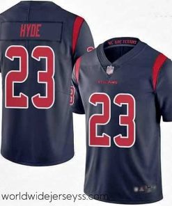 Exquisitely designed Texans 23 Carlos Hyde Navy Blue Stitched Football Limited Rush Jersey