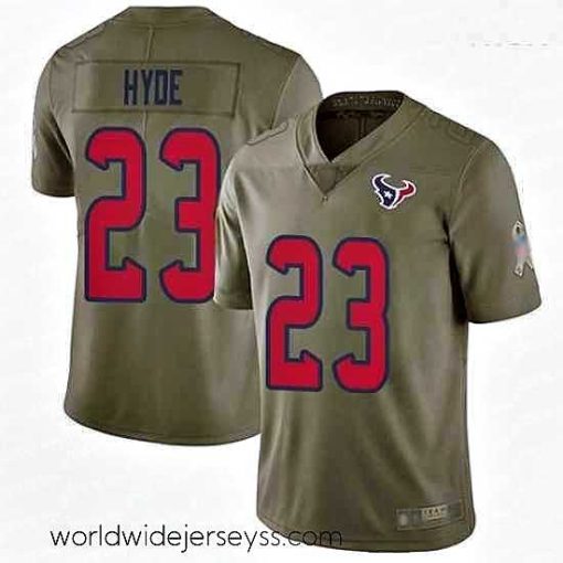 Marvelously styled Texans 23 Carlos Hyde Olive Stitched Football Limited 2017 Salute To Service Jersey