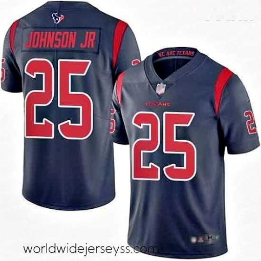 Exquisitely designed Texans #25 Duke Johnson Jr Navy Blue Stitched Football Limited Rush Jersey