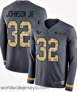 Exceptionally fashioned Texans 32 Lonnie Johnson Jr  Anthracite Salute to Service Stitched Football Limited Therma Long Sleeve Jersey
