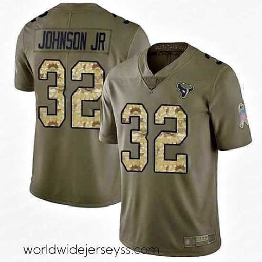 Finely crafted Texans 32 Lonnie Johnson Jr  Olive Camo Stitched Football Limited 2017 Salute To Service Jersey
