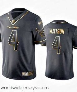 Superbly made Texans 4 Deshaun Watson Black Stitched Football Limited Golden Edition Jersey