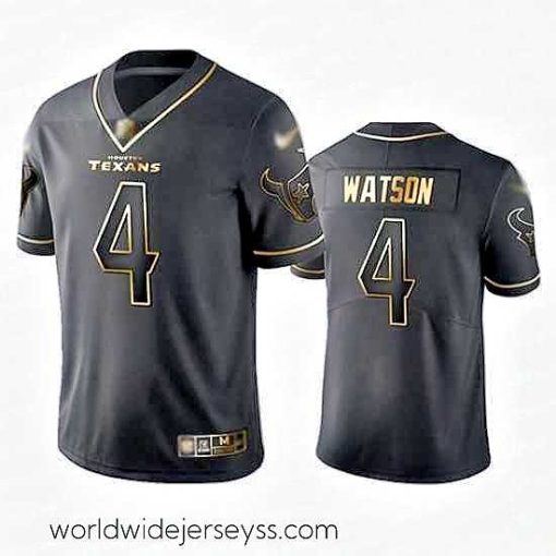 Superbly made Texans 4 Deshaun Watson Black Stitched Football Limited Golden Edition Jersey