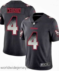Exquisitely designed Texans 4 Deshaun Watson Black Stitched Football Vapor Untouchable Limited Smoke Fashion Jersey