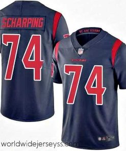 Finely crafted Texans 74 Max Scharping Navy Blue Stitched Football Limited Rush Jersey