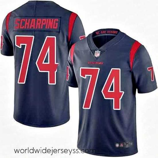 Finely crafted Texans 74 Max Scharping Navy Blue Stitched Football Limited Rush Jersey