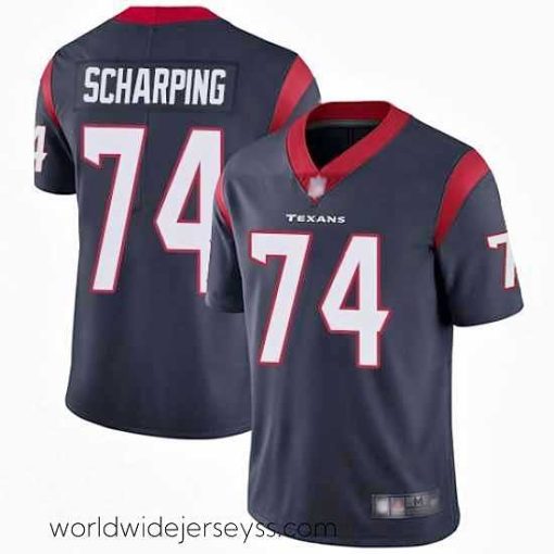 Finely crafted Texans 74 Max Scharping Navy Blue Team Color Stitched Football Vapor Untouchable Limited Jersey