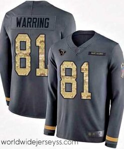 Exquisitely designed Texans 81 Kahale Warring Anthracite Salute to Service Stitched Football Limited Therma Long Sleeve Jersey