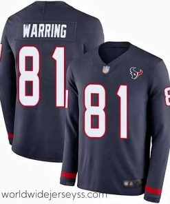 Exceptionally fashioned Texans 81 Kahale Warring Navy Blue Team Color Stitched Football Limited Therma Long Sleeve Jersey