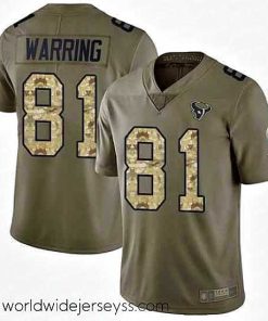 Marvelously styled Texans 81 Kahale Warring Olive Camo Stitched Football Limited 2017 Salute To Service Jersey