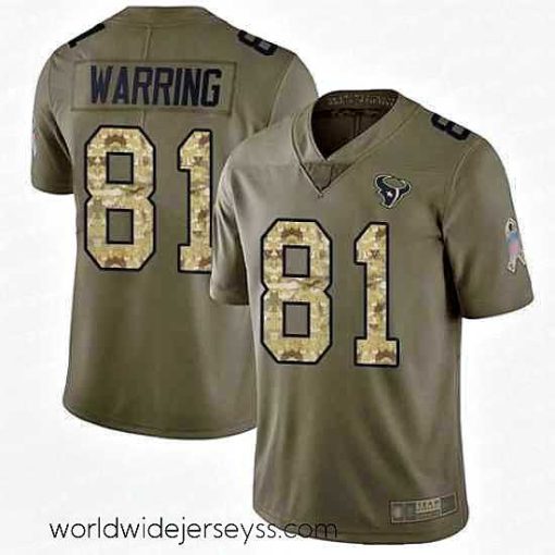 Marvelously styled Texans 81 Kahale Warring Olive Camo Stitched Football Limited 2017 Salute To Service Jersey