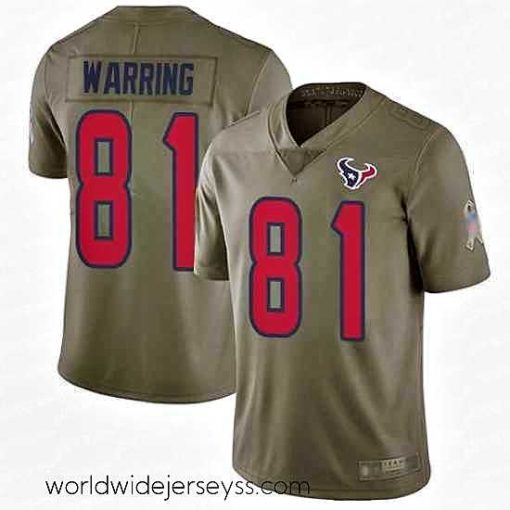 Exquisitely designed Texans 81 Kahale Warring Olive Stitched Football Limited 2017 Salute To Service Jersey