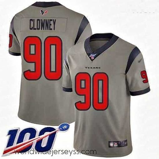 Finely crafted Texans 90 Jadeveon Clowney Gray Stitched Football Limited Inverted Legend 100th Season Jersey