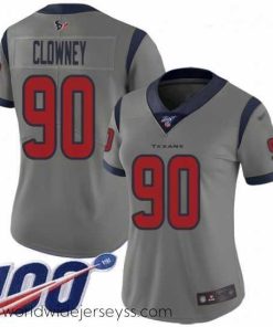 Superbly made Texans #90 Jadeveon Clowney Gray Stitched Football Limited Inverted Legend 100th Season Jersey
