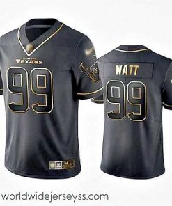 Exceptionally fashioned Texans 99 J J  Watt Black Stitched Football Limited Golden Edition Jersey