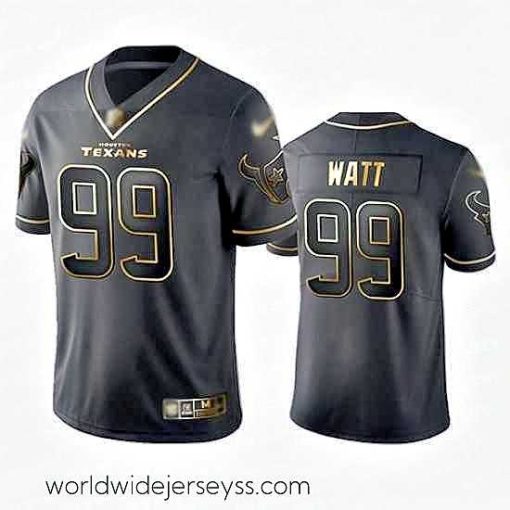 Exceptionally fashioned Texans 99 J J  Watt Black Stitched Football Limited Golden Edition Jersey