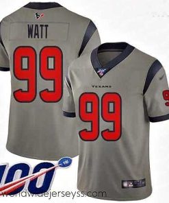 Marvelously styled Texans 99 J J  Watt Gray Stitched Football Limited Inverted Legend 100th Season Jersey