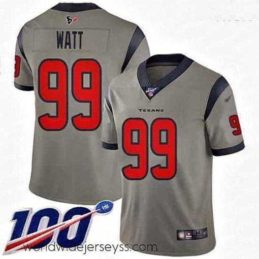 Marvelously styled Texans 99 J J  Watt Gray Stitched Football Limited Inverted Legend 100th Season Jersey