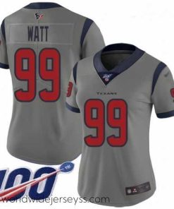 Superbly made Texans #99 J J  Watt Gray Stitched Football Limited Inverted Legend 100th Season Jersey