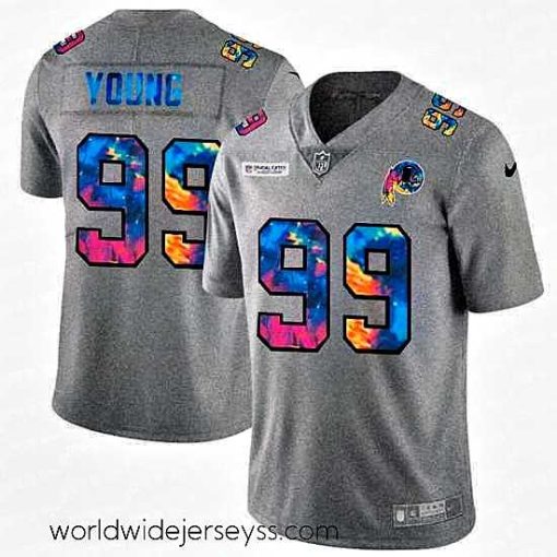 Superbly made Washington Redskins 99 Chase Young Nike Multi Color 2020 NFL Crucial Catch NFL Jersey Greyheather