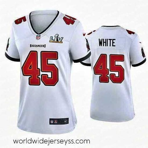 Superbly made Devin White Buccaneers White Super Bowl Lv Game Jersey