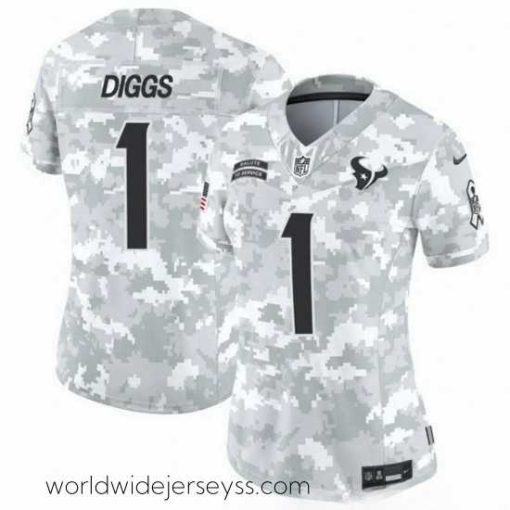 Finely crafted Houston Texans 1 Stefon Diggs 2024 F.U.S.E Arctic Camo Salute To Service Limited Stitched Football Jersey