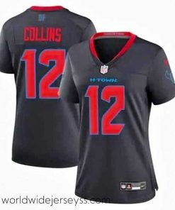 Exquisitely designed Houston Texans 12 Nico Collins Navy 2024 2nd Alternate F.U.S.E Vapor Stitched Jersey