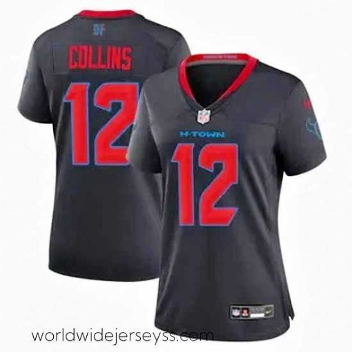 Exquisitely designed Houston Texans 12 Nico Collins Navy 2024 2nd Alternate F.U.S.E Vapor Stitched Jersey