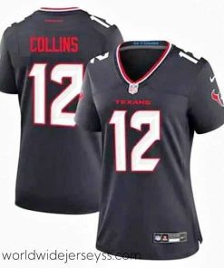 Exquisitely designed Houston Texans 12 Nico Collins Navy 2024 Alternate F.U.S.E Vapor Stitched Jersey