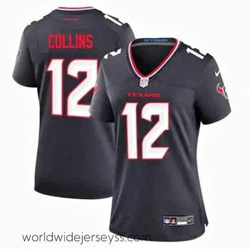 Exquisitely designed Houston Texans 12 Nico Collins Navy 2024 Alternate F.U.S.E Vapor Stitched Jersey