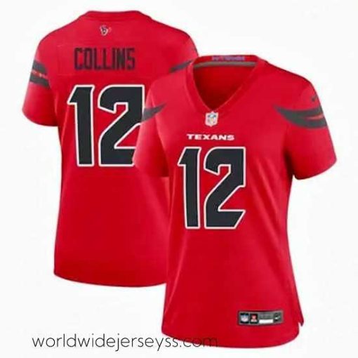 Superbly made Houston Texans 12 Nico Collins Red 2024 2nd Alternate F.U.S.E Vapor Stitched Jersey