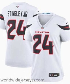 Superbly made Houston Texans 24 Derek Stingley Jr  White 2024 Stitched Jersey