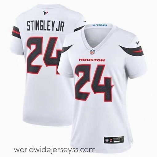 Superbly made Houston Texans 24 Derek Stingley Jr  White 2024 Stitched Jersey