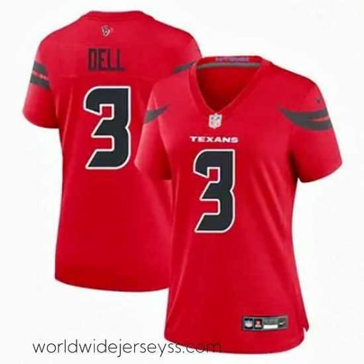 Superbly made Houston Texans 3 Tank Dell Red 2024 Alternate F.U.S.E Vapor Stitched Football Jersey