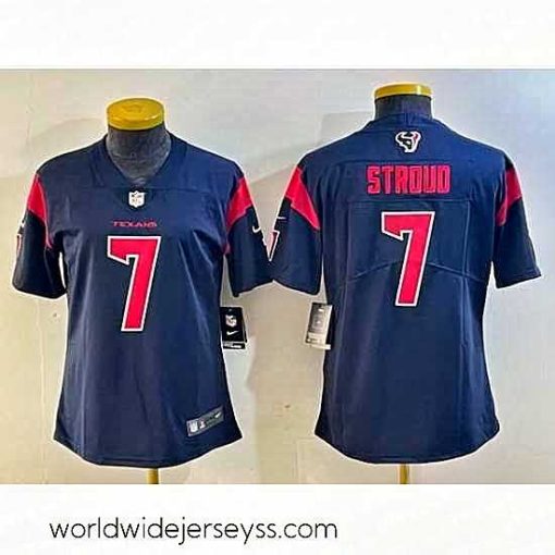 Marvelously styled Houston Texans 7 C J  Stroud Navy Color Rush Vapor Untouchable Limited Stitched Jersey