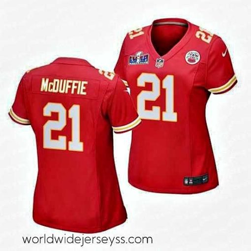 Exquisitely designed Kansas City Chiefs 21 Trent McDuffie Red Vapor Untouchable Limited Stitched Football 2024 Super Bowl LVIII Jersey