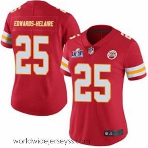 Superbly made Kansas City Chiefs 25 Clyde Edwards Helaire Red Vapor Untouchable Stitched NFL 2024 Super Bowl LVIII Jersey