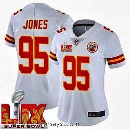 Exquisitely designed Kansas City Chiefs Chris Jones #95 White 2024 2025 Super Bowl LIX F.U.S.E Stitched Jersey